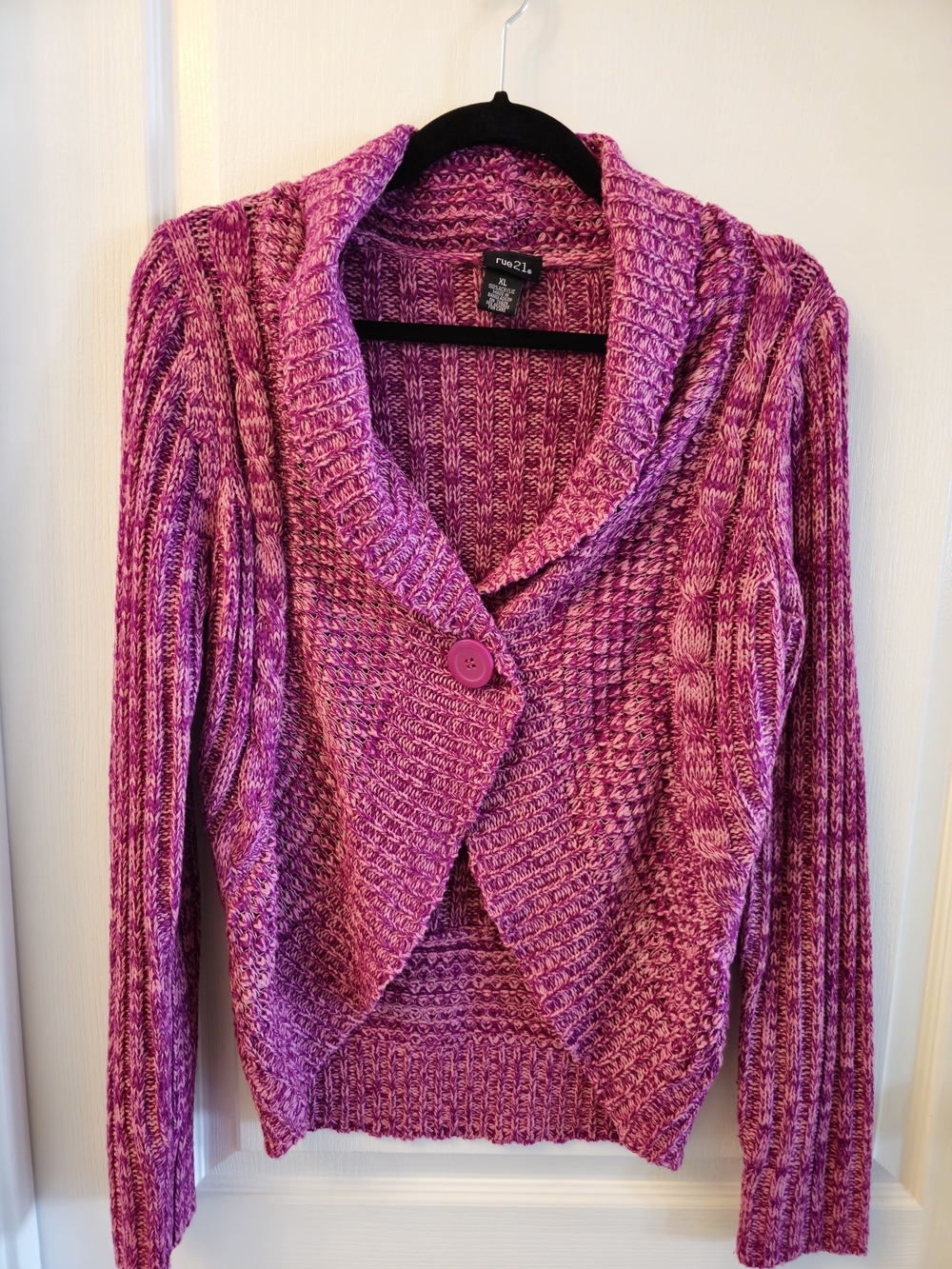 Rue21 Magenta Mixed-Knit Cardigan XL